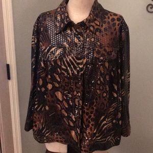 Animal print jacket, 3/4 length sleeves